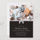 Festliche Ornamente & Jewel Bow Weihnachten Einladung (Vorderseite)