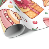 Festliche Ornamente und Lebkuchen Weihnachten Geschenkpapier (Rolleneckpunkt)
