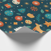 Festliche Ornamente und Rentiermuster Geschenkpapier (Ecke)