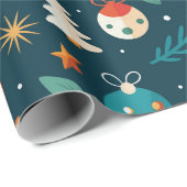 Festliche Ornamente und Rentiermuster Geschenkpapier (Rolleneckpunkt)