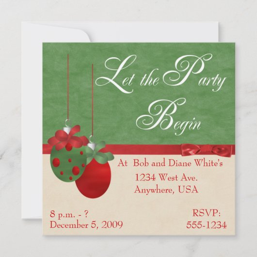 Festliche Ornamente Weihnachten Party Einladung (Vorderseite)