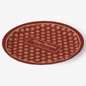 Festliche Papierplatten Rot Gold Weihnachts-Schnee Pappteller (Schrägansicht)