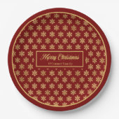 Festliche Papierplatten Rot Gold Weihnachts-Schnee Pappteller (Vorderseite)