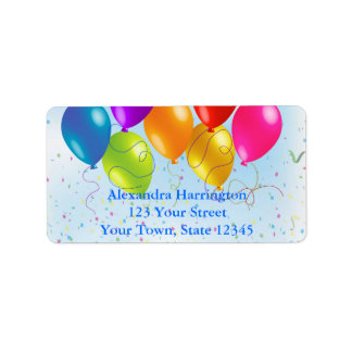 Festliche Party Balloons, Confetti Adressaufkleber