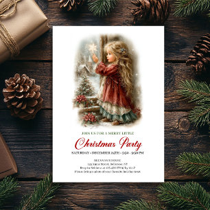 Festliche Party-Einladung Süßes Mädchen Weihnachts Einladung