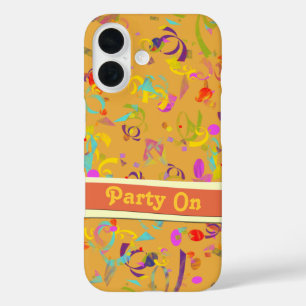 Festliche Party-FeierKonfetti über Orange iPhone 16 Hülle