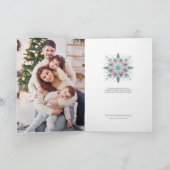 Festliche Pastelle Mint & Pink Weihnachtsschneeflo Karte (Innenseite)