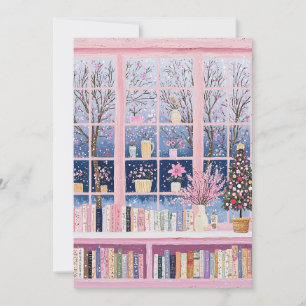 Festliche Pastellrosa Buch-Weihnachtskarte Feiertagskarte