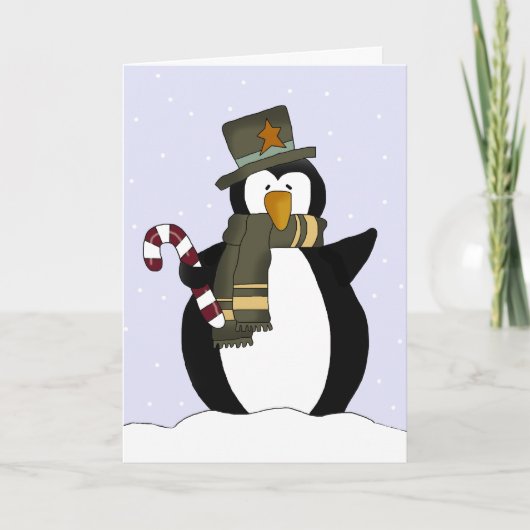 Festliche Penguin Weihnachtskarte Feiertagskarte (Vorderseite)
