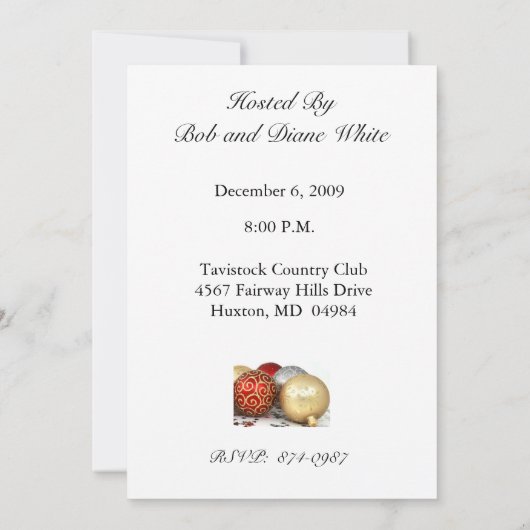 Festliche Personalisierte Feiertage Einladung (Rückseite)