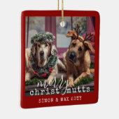 Festliche Personalisierte Hunde Foto ChristMUTTS Keramikornament (Rechts)