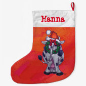 Festliche Personalisierte Kuh Weihnachten Großer Weihnachtsstrumpf (Rückseite)