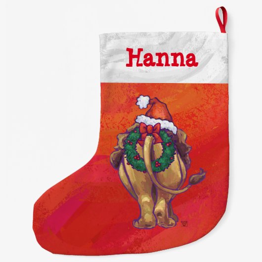 Festliche Personalisierte Löwenweihe Großer Weihnachtsstrumpf (Rückseite)
