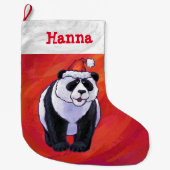 Festliche Personalisierte Panda Weihnachten Großer Weihnachtsstrumpf (Vorderseite)