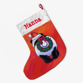 Festliche Personalisierte Panda Weihnachten Großer Weihnachtsstrumpf (Rückseite (Hängend))