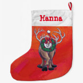 Festliche Personalisierte Rentierweihnachtszeit Großer Weihnachtsstrumpf (Rückseite)