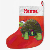Festliche Personalisierte Tortoise Weihnachten Großer Weihnachtsstrumpf (Rückseite)
