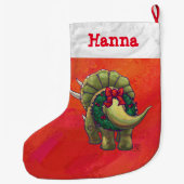 Festliche Personalisierte Triceratops Weihnachten Großer Weihnachtsstrumpf (Rückseite)