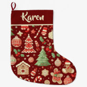 Festliche Personalisierte Weihnachtsburg Großer Weihnachtsstrumpf (Vorderseite)