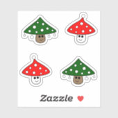 Festliche Pilze Vinyl Stickers Aufkleber (Blatt)