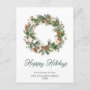 Festliche Pine Cones Wreath Frohe Weihnachtsfeier  Feiertagspostkarte