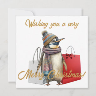 Festliche Pinguin Shopper Weihnachtsauftakt Feiertagskarte