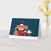 Festliche Pinguine, Weihnachtsgrüße Karte (Gelbe Blume)