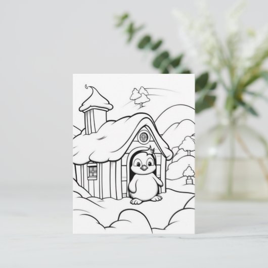 Festliche Pinguinfarben Postkarte (Stehend Vorderseite)