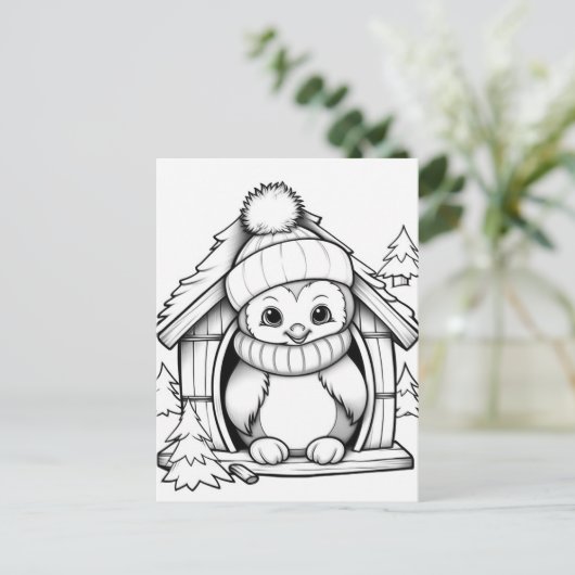 Festliche Pinguinfarben Postkarte (Stehend Vorderseite)