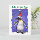 Festliche Pinguinköpfe und Schwänze Weihnachten Einladung (Stehend Vorderseite)