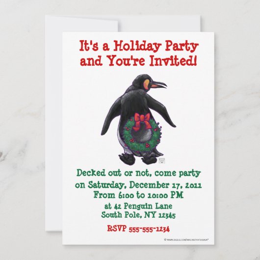 Festliche Pinguinköpfe und Schwänze Weihnachten Einladung (Rückseite)