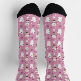 Festliche Pink-Snowman-Socken Socken