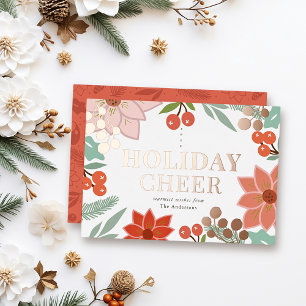 Festliche Poinsettia Berry Cream Weihnachten Folien Feiertagskarte