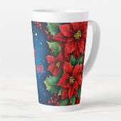 Festliche Poinsettia Blume mit Schnee Milchtasse (Rechte Ecke)