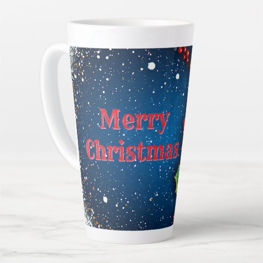 Festliche Poinsettia Blume mit Schnee Milchtasse (Linke Ecke)