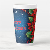 Festliche Poinsettia Blume mit Schnee Milchtasse (Vorderseite)