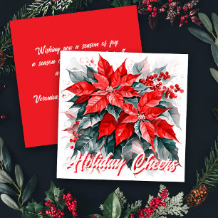 Festliche Poinsettia Feiertage - Sitzungskarte Feiertagskarte