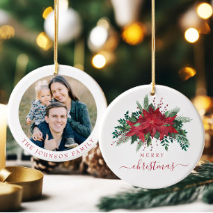 Festliche Poinsettia Foto Weihnachten Keramik Ornament