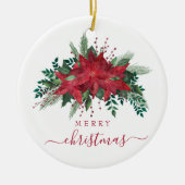 Festliche Poinsettia Foto Weihnachten Keramik Ornament (Vorne)