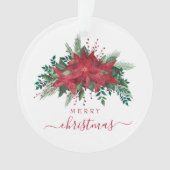 Festliche Poinsettia Foto Weihnachten Ornament (Vorderseite)
