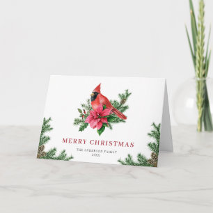 Festliche Poinsettia Roter Kardinal Weihnachtsgrüß Feiertagskarte