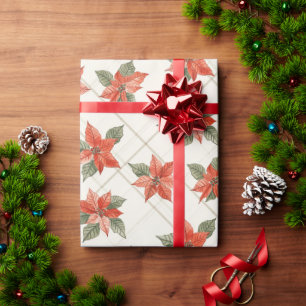 Festliche Poinsettia und Karierte Weihnachten Geschenkpapier