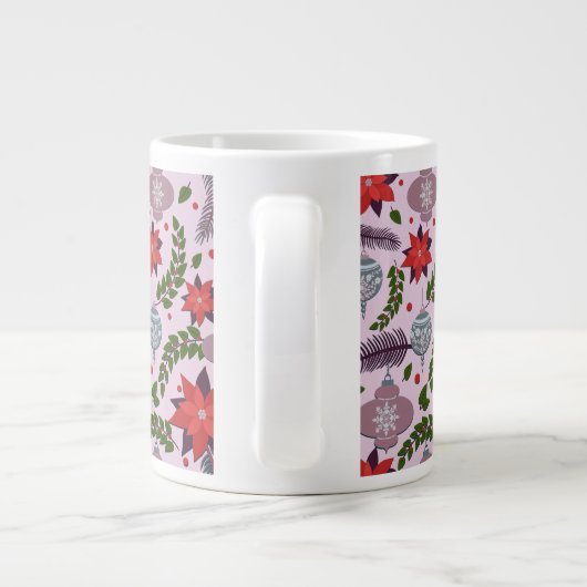Festliche Poinsettia und Kiefernfisch-Tasse Jumbo-Tasse (Rückseite)