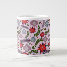 Festliche Poinsettia und Kiefernfisch-Tasse Jumbo-Tasse
