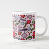 Festliche Poinsettia und Kiefernfisch-Tasse Jumbo-Tasse (Rechts)