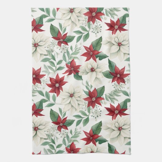 Festliche Poinsettia Weihnachtsküche Handtuch (Vertikal)