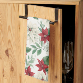 Festliche Poinsettia Weihnachtsküche Handtuch