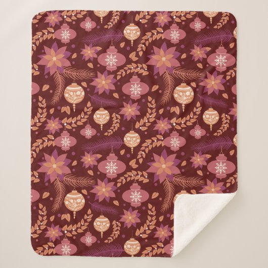 Festliche Poinsettia Weihnachtssherpa Blanket Sherpadecke (Vorderseite)