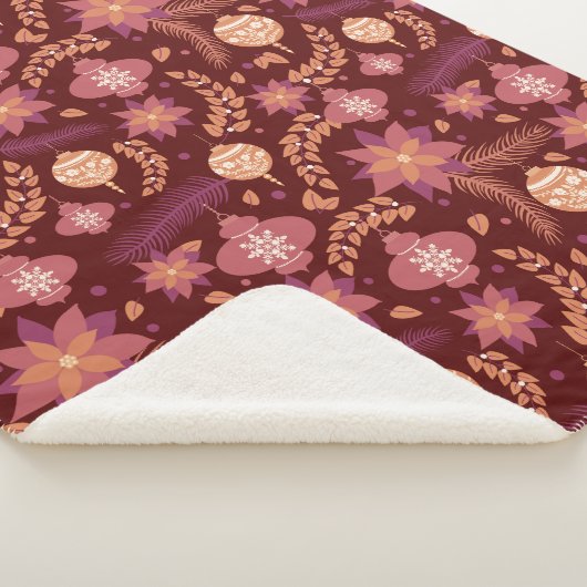 Festliche Poinsettia Weihnachtssherpa Blanket Sherpadecke (3/4)