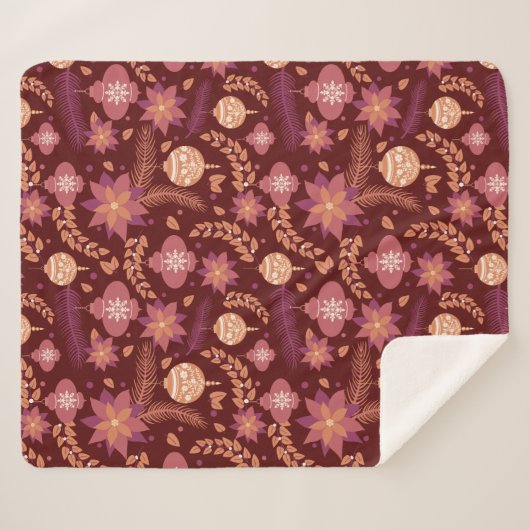 Festliche Poinsettia Weihnachtssherpa Blanket Sherpadecke (Vorderseite (Horizontal))